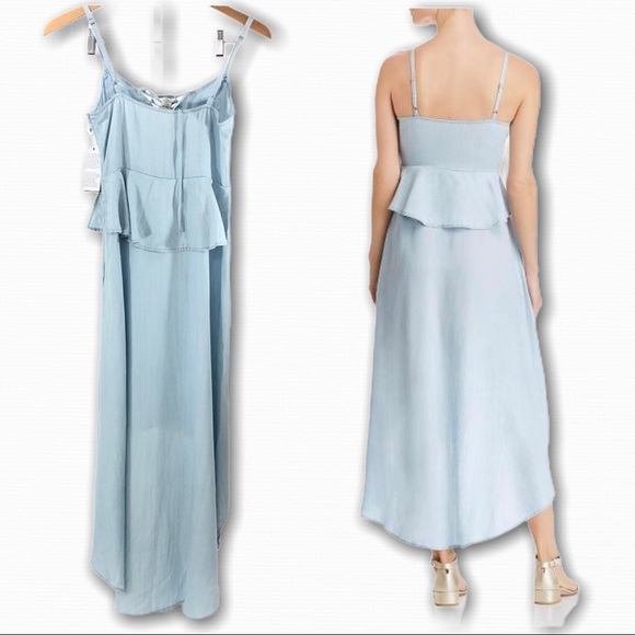 Guess High Low Chambray Tencel Lace Up Dress XS - Picture 2 of 7